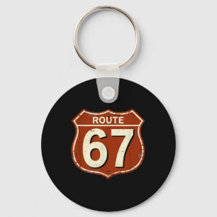 Porte-clés Conception de mème de route 67 drôle rétro