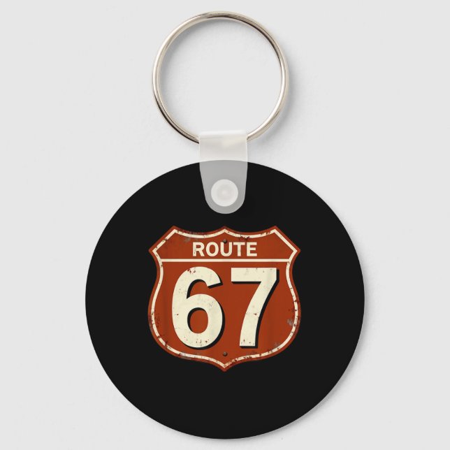 Porte-clés Conception de mème de route 67 drôle rétro  (Recto)