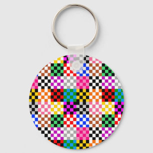Porte-clés Conception de motif à carreaux patchwork coloré