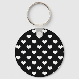 Porte-clés Conception de motif de cœur d'amour noir et blanc