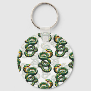 Porte-clés Conception de motif de serpents - Blanc