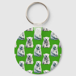 Porte-clés Conception de motif d'ours polaire vert 