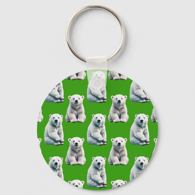 Porte-clés Conception de motif d'ours polaire vert  (Recto)