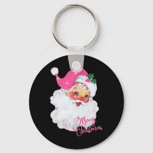 Porte-clés Conception de Noël rose de Père Noël rose vintage