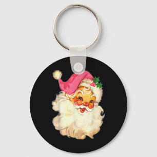 Porte-clés Conception de Noël rose de Père Noël rose vintage
