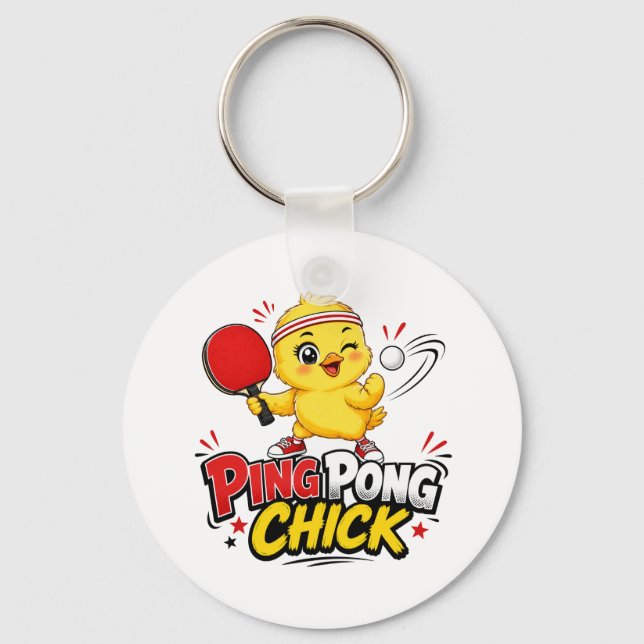 Porte-clés Conception de ping-pong de poussin mignonne (Recto)