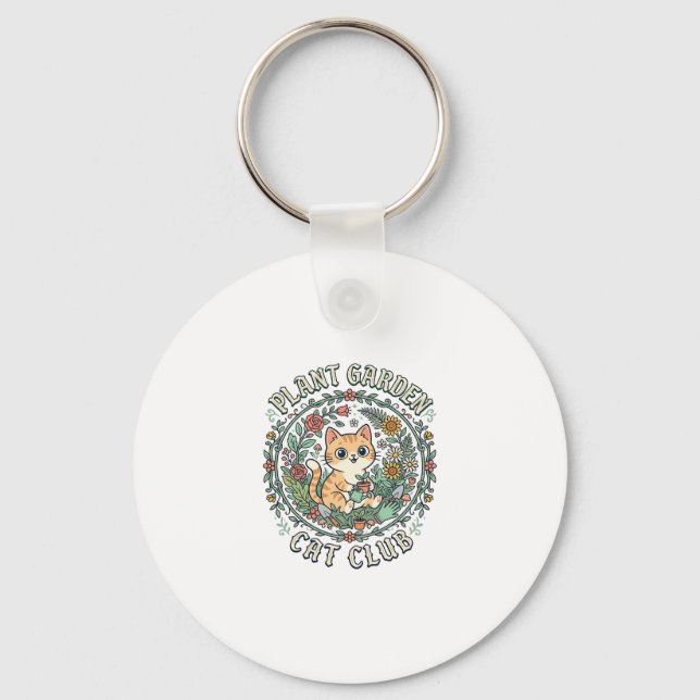 Porte-clés Conception de planteur de jardin de chat drôle - P (Recto)