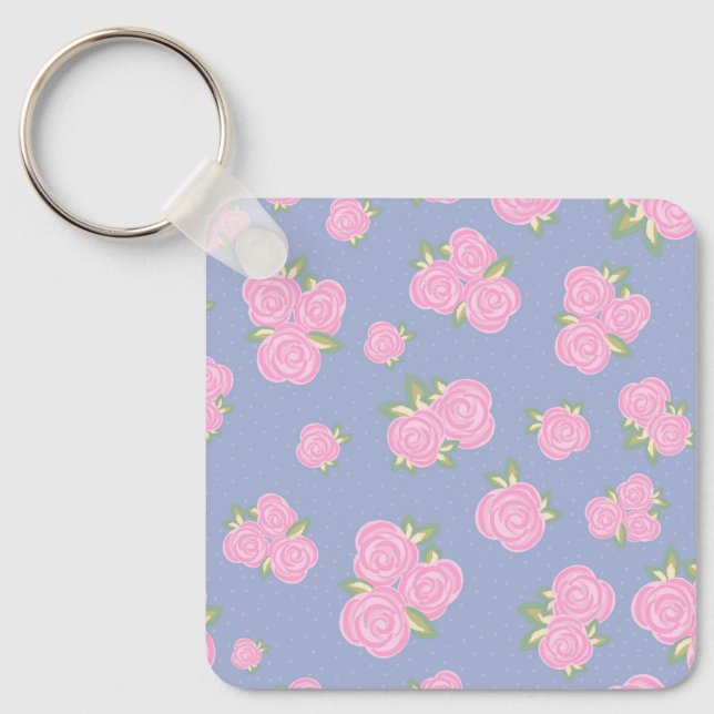 Porte-clés Conception de rose antique romantique (Recto)