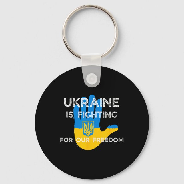 Porte-clés Conception de soutien du drapeau ukrainien Ukraine (Recto)