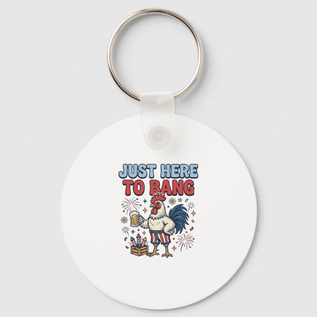 Porte-clés Conception de T-shirt de Bière Feux d'Artifice Coq (Recto)