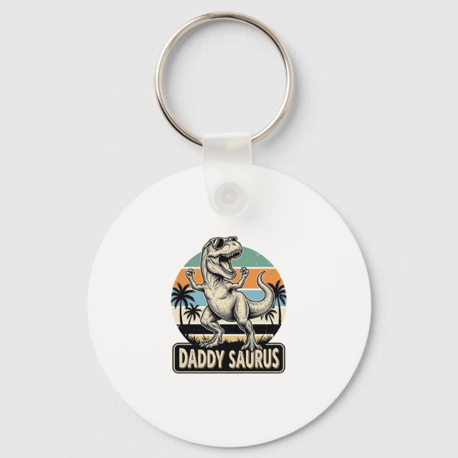 Porte-clés Conception de t-shirt de dinosaure rétro Daddy Sau (Recto)