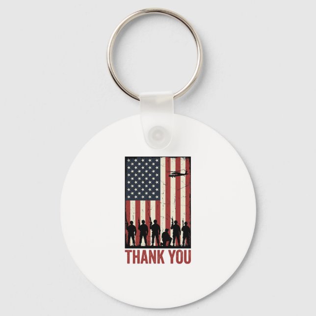 Porte-clés Conception de T-shirt de drapeau américain militai (Recto)