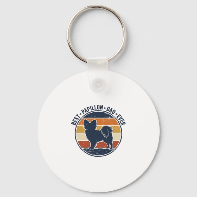 Porte-clés Conception de T-shirt de Papa Chien Papillon Rétro (Recto)