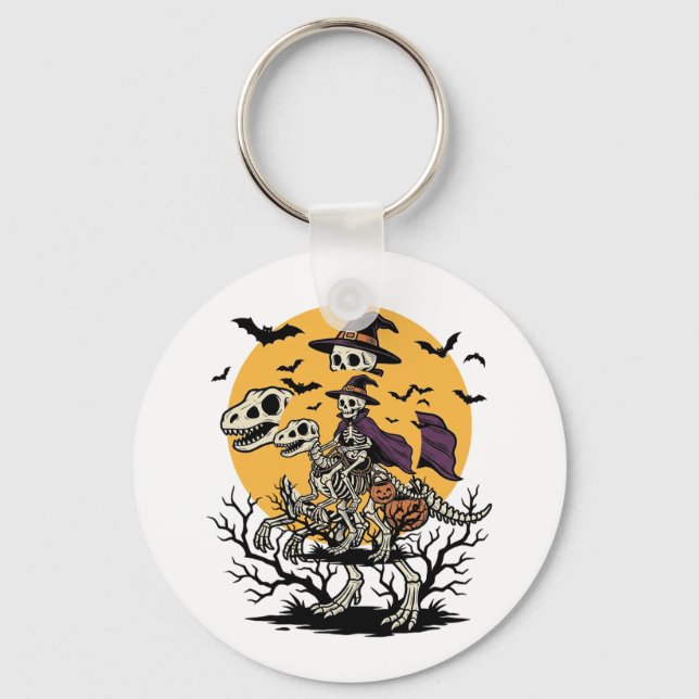 Porte-clés Conception de T-shirt Halloween dinosaure squelett (Recto)