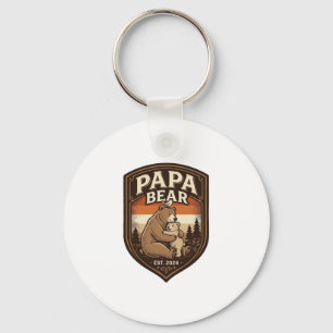 Porte-clés Conception de t-shirt ours gravure vintage Papa Be