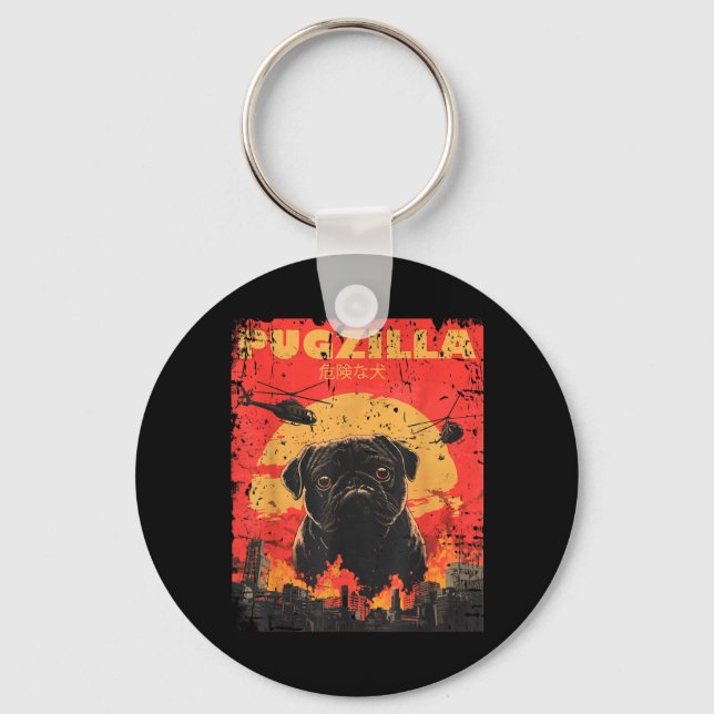 Porte-clés Conception de T-shirt Pugzilla pour propriétaire d (Recto)