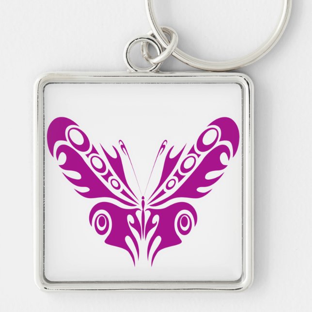 Porte-clés Conception de tatouage papillon tribal (Devant)