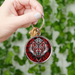 Porte-clés Conception de totem tribal Haida de loup