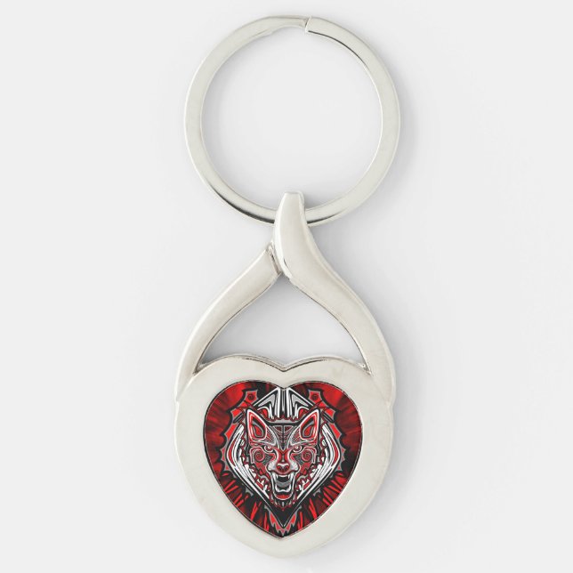 Porte-clés Conception de totem tribal Haida de loup (Devant)