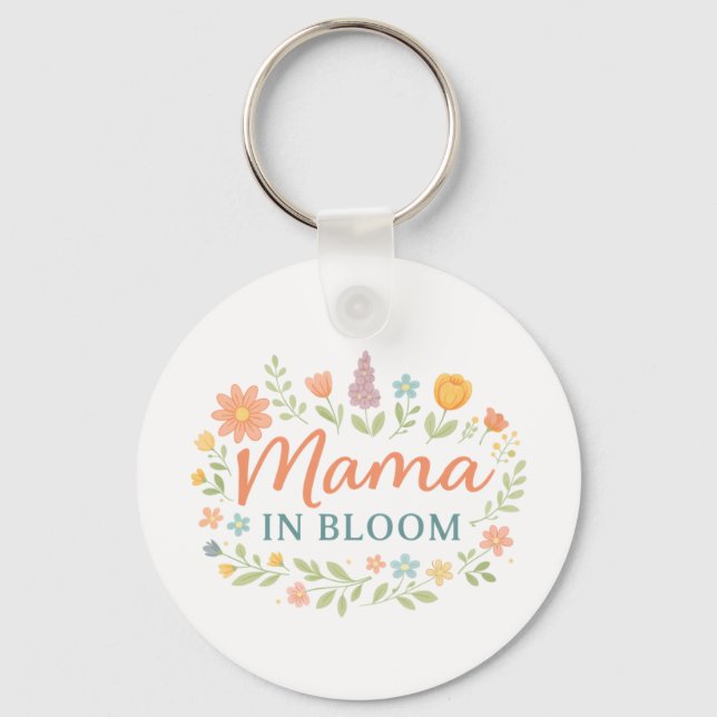 Porte-clés Conception de typographie florale de printemps Mam (Recto)