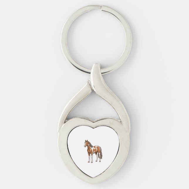 Porte-clés Conception de vecteur de cheval Pinto gravé antiqu (Devant)