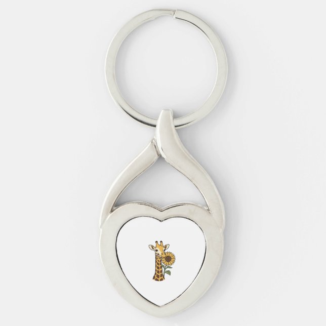 Porte-clés Conception de vecteur de tournesol de girafe vinta (Devant)