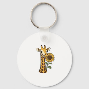 Porte-clés Conception de vecteur de tournesol de girafe vinta