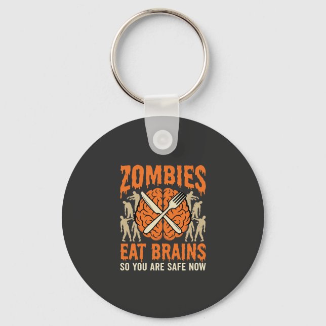Porte-clés Conception de vecteur drôle de zombie mangeant des (Recto)