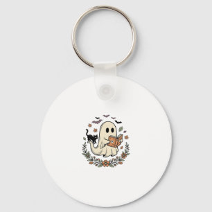Porte-clés Conception de vecteur floral Halloween Chat fantôm