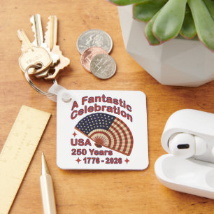 Porte-clés Conception de ventilateur patriotique USA 250 ans