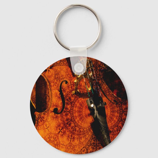 Porte-clés Conception de violoncelle à motifs artistiques (Recto)