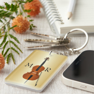 Porte-clés Conception de violoncelle monogrammée