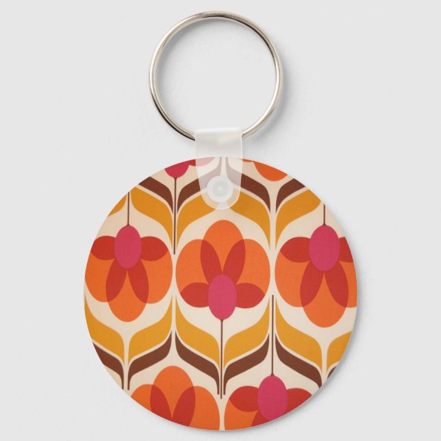 Porte-clés Conception des fleurs rétro (Recto)