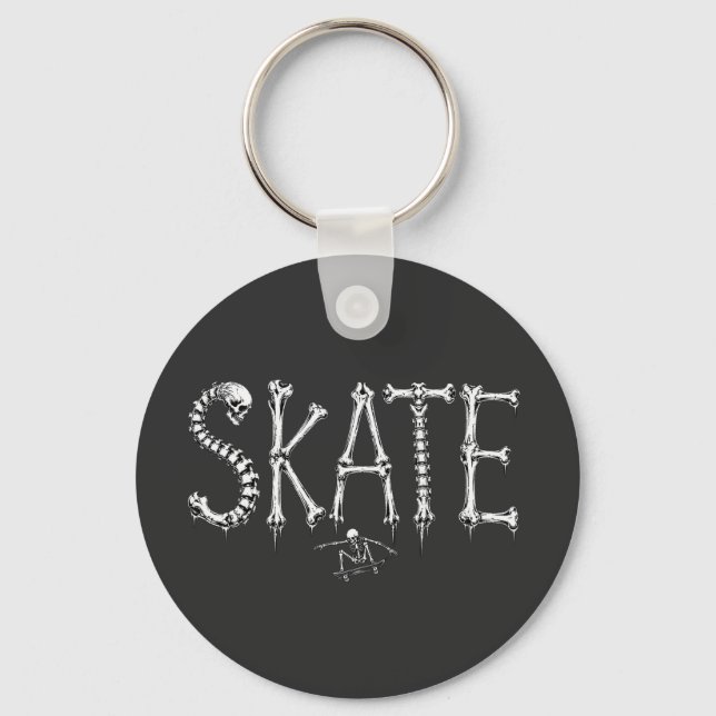 Porte-clés Conception d'horreur de skate squelette (Recto)