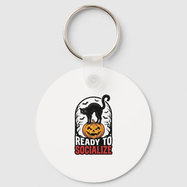 Porte-clés Conception d'humour de fête de chat Halloween soci (Recto)