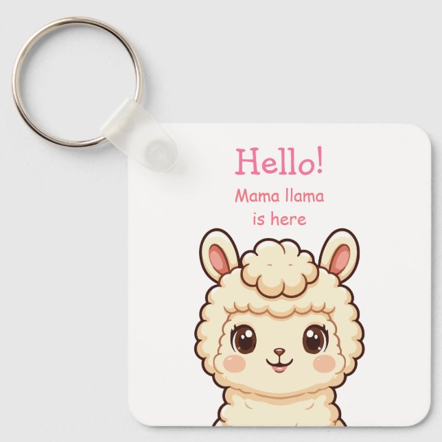 Porte-clés Conception d'illustration de lama mignon (Recto)