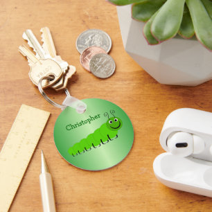 Porte-clés Conception d'insectes de chenille verte