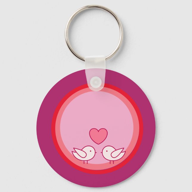 Porte-clés Conception d'oiseau mignon et de cœur d'amour (Recto)