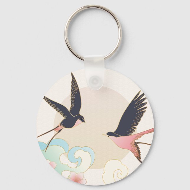 Porte-clés Conception d'oiseaux d'hirondelle élégants (Recto)