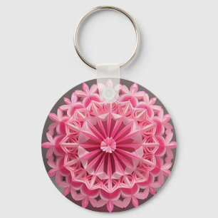 Porte-clés Conception d'origami floral rose complexe