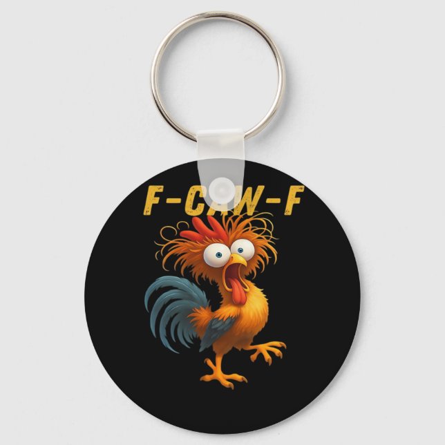 Porte-clés Conception drôle essentielle de poulet F-Caw-F (Recto)