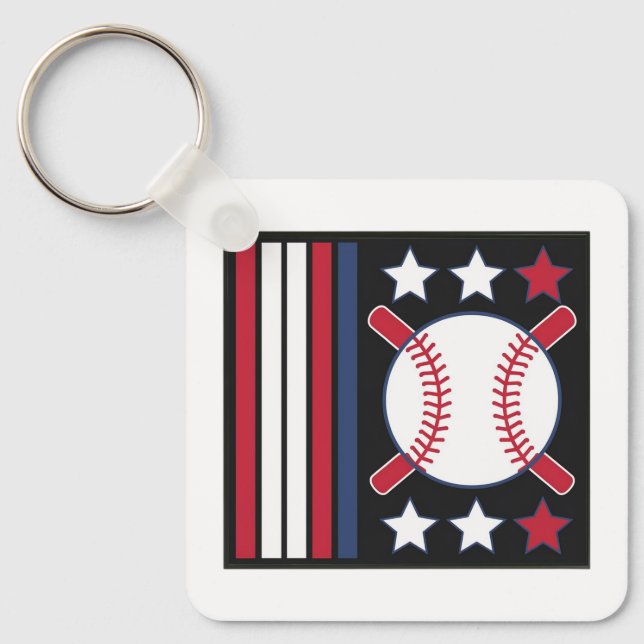 Porte-clés Conception du baseball patriotique (Recto)