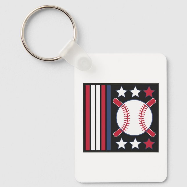 Porte-clés Conception du baseball patriotique (Recto)