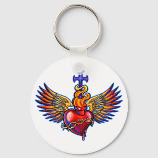 Porte-clés Conception du coeur sacré ailé
