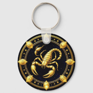 Porte-clés Conception du zodiaque Scorpion doré avec ornement