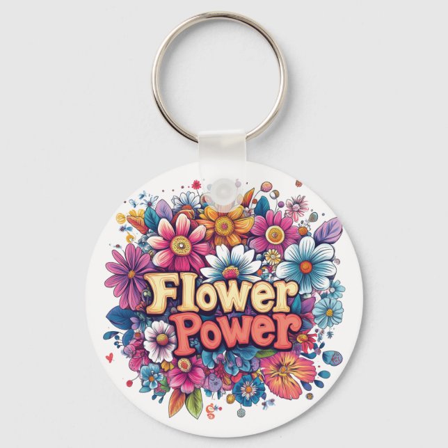 Porte-clés Conception dynamique de l'énergie des fleurs avec  (Recto)