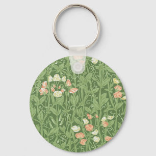 Porte-clés Conception florale de pois de senteur William Morr