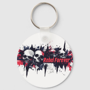 Porte-clés Conception graphique de crâne audacieuse - "Rebel
