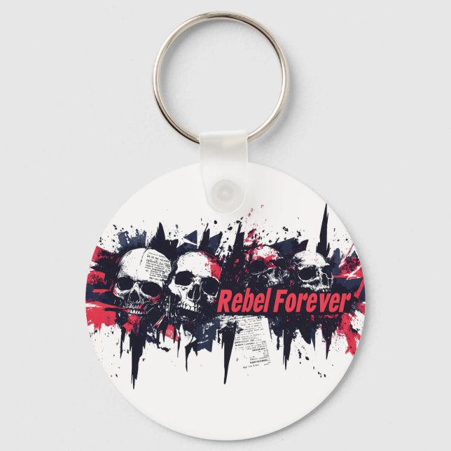 Porte-clés Conception graphique de crâne audacieuse - "Rebel  (Recto)