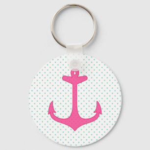 Porte-clés Conception nautique rose Girly de point de polka